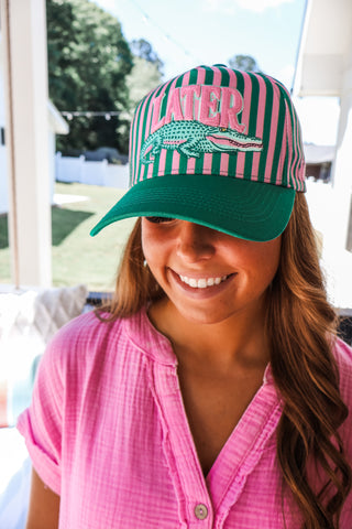 Later Gator Striped Trucker Hat • Pink/Green
