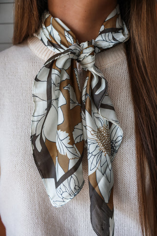 Dahlia Darling Silk Scarf • Mustard