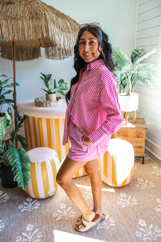 Weekend Stripes Shorts • Pink