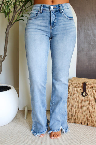 Cyrus Fringe Hem Bootcut | Tummy Control • Light Wash