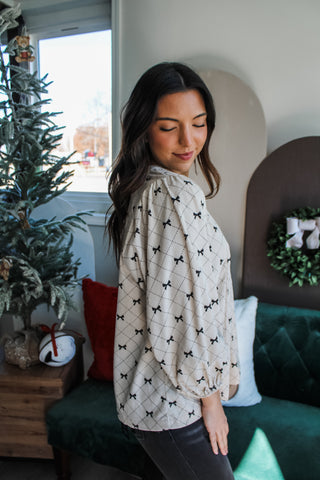 Charm & Cheer Bow Top • Vanilla Latte