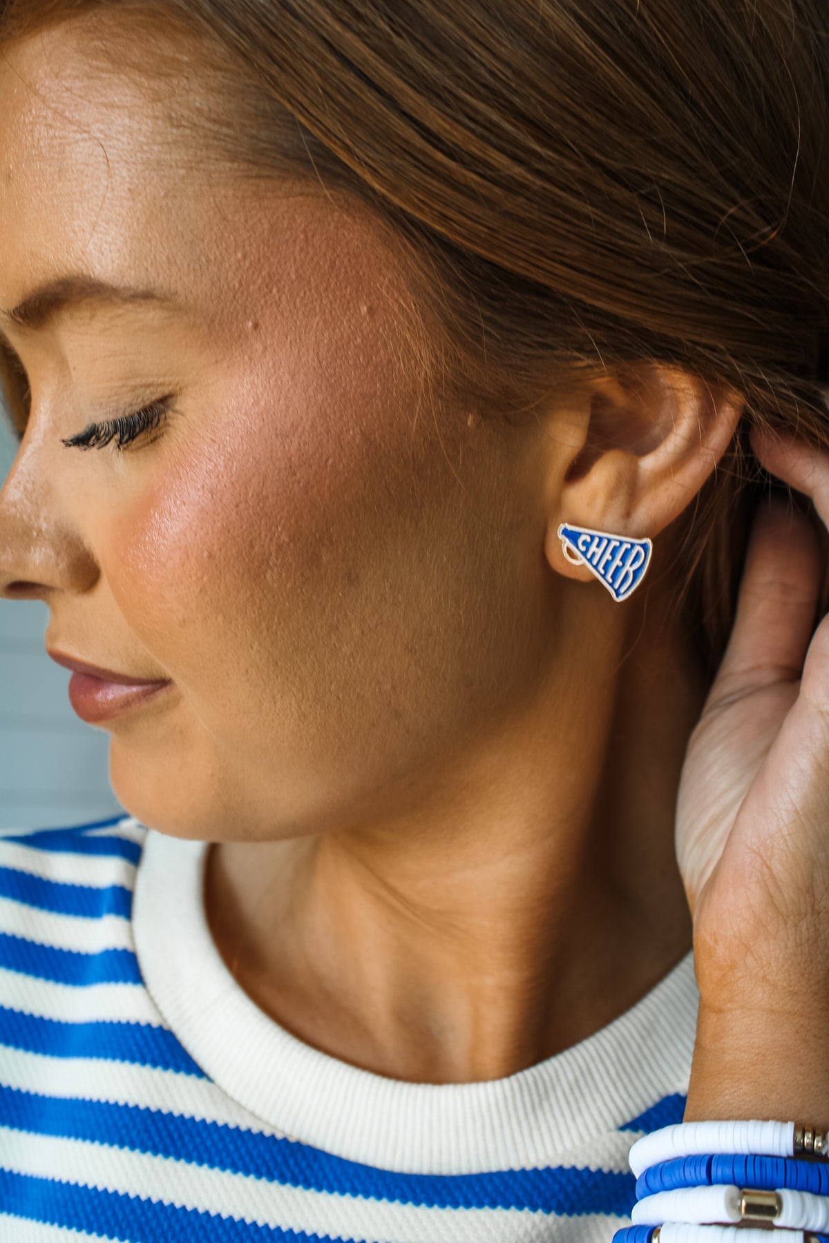 Cheer Squad Enamel Earrings • Blue