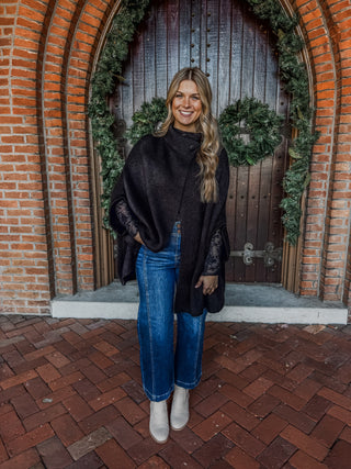 All Wrapped Up Poncho Sweater • Black