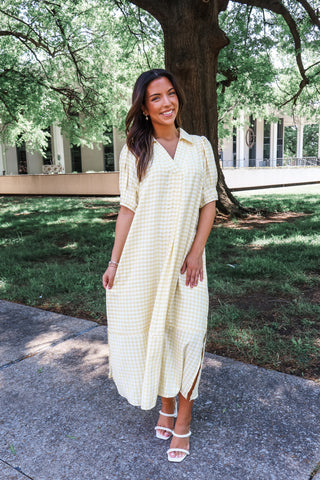Sunny Steps Gingham Dress • Yellow