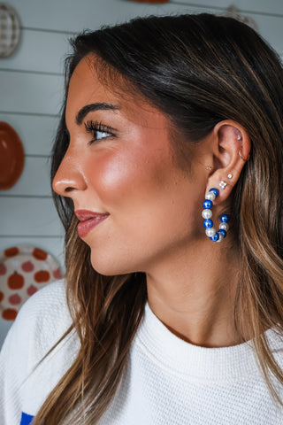 Big Blue Hoop Earrings • Pearl Mix