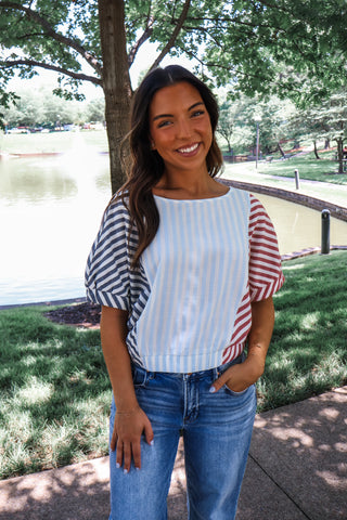 Summer Sale 12 • Tricolor Striped Top - FINAL SALE
