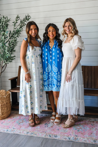 Paisley Paradise Button Front Dress • Blue