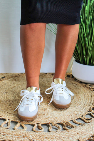 Gold Track Retro Sneaker • White Combo