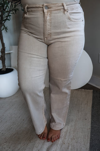 Andrea Relaxed Straight Leg | Tummy Control • Almond - PLUS