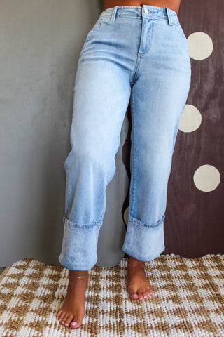 Harlow Patterned Cuff Jean • Light Wash