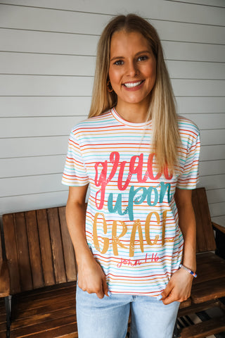 Grace Upon Grace Graphic Tee • Stripes Multi
