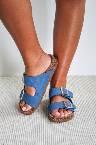 Brooke Buckle Strap Sandal • Denim