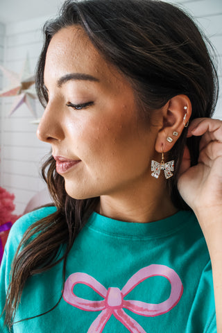 Holiday Sparkle Bow Earrings • Gold