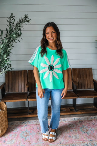 Sunflower Fields Crochet Top • Green