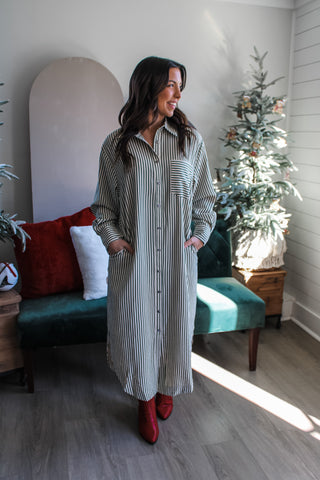 Season After Season Shirtdress • Green Stripe