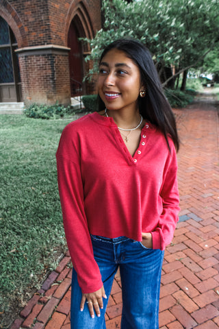Fall Favorite Henley • Red