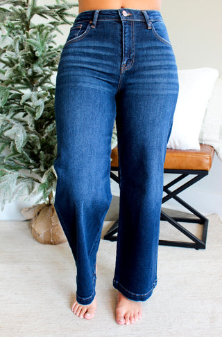 Kendal Ankle Crop Wide Leg • Dark Wash