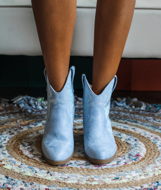 Ronan Rhinestone Ankle Boot • Powder Blue