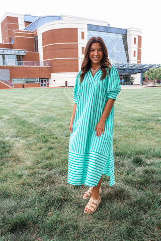 Pretty Please Striped Midi • Green