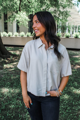 Easy Living Linen Top • Taupe - FINAL SALE