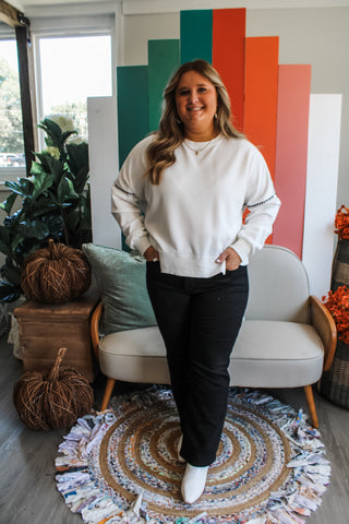 All Stitched Up Pullover • White - PLUS