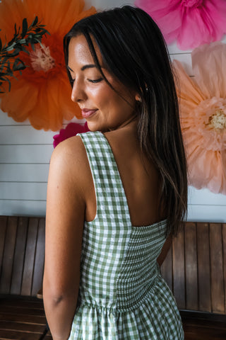 Picnic Pretty Gingham Midi • Olive