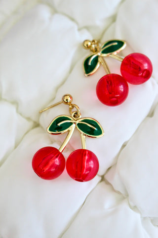Cherry Pop Earrings • Red