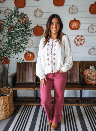 Fall Farmhouse Floral Cardi • Ivory