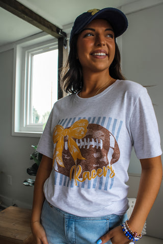 Team Spirit Racers Football Graphic Tee • Heather Grey - FINAL SALE