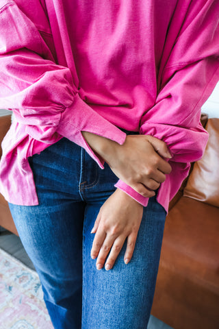 Over & Out Crewneck Tee • Fuchsia