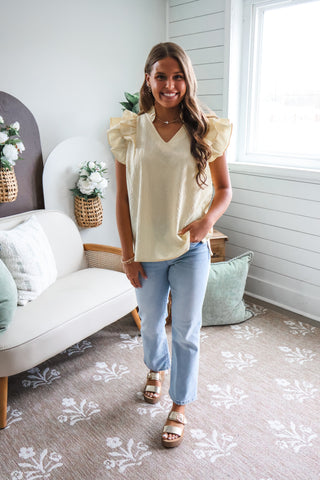 Refined Ruffles Textured Top • Yellow - FINAL SALE