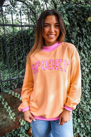Spooky Spot Graphic Pullover • Orange/Pink