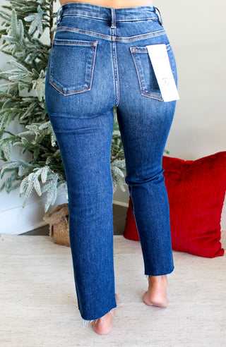 Clara Stretch Waist Straight | Tummy Control • Dark Wash