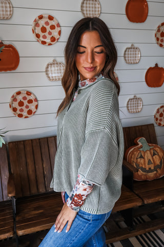 Rustic Feels Ribbed Cardi • Olive