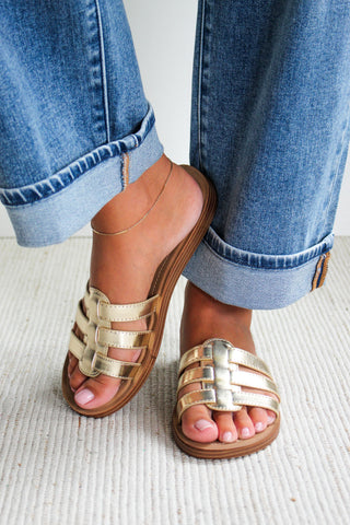 Kenley Strappy Slide • Gold