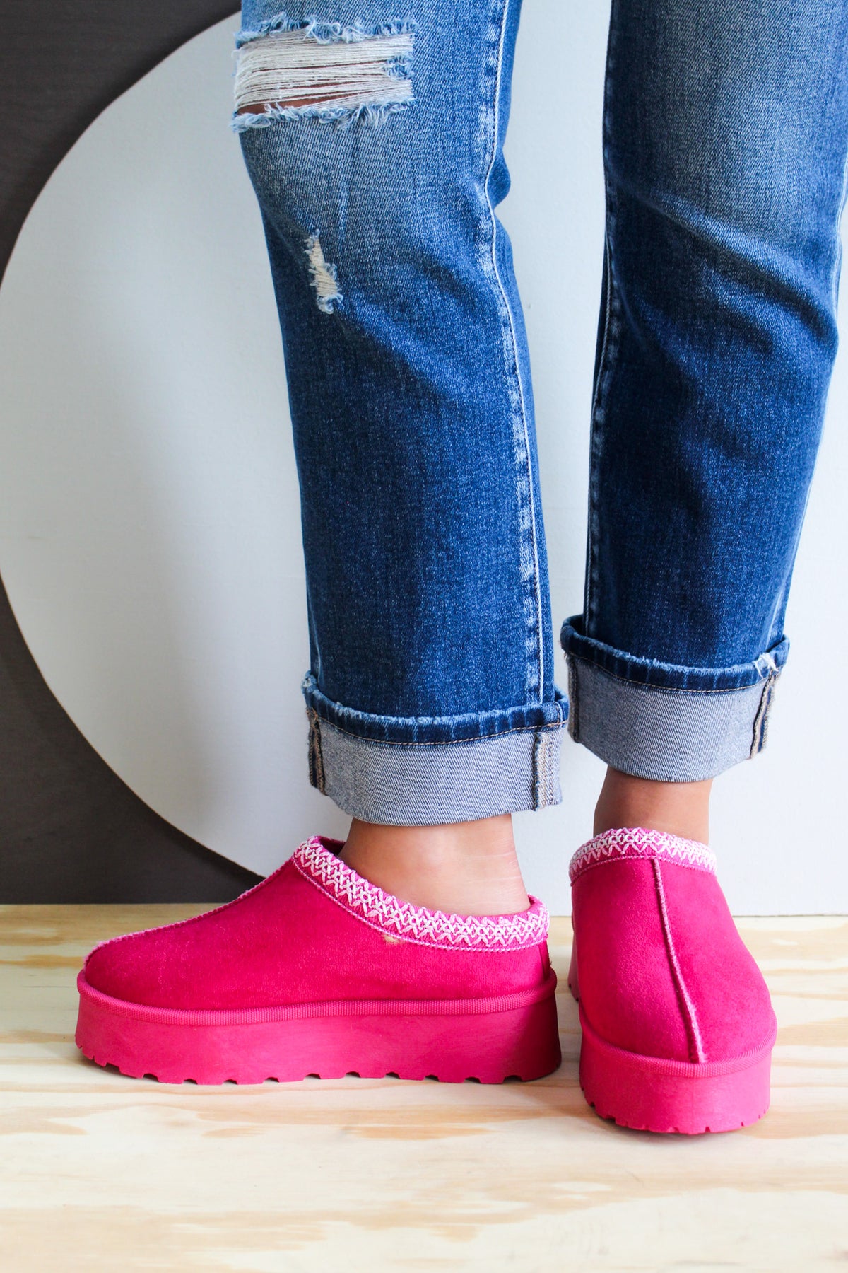 Cozy Cheer Platform Slip-On • Fuchsia