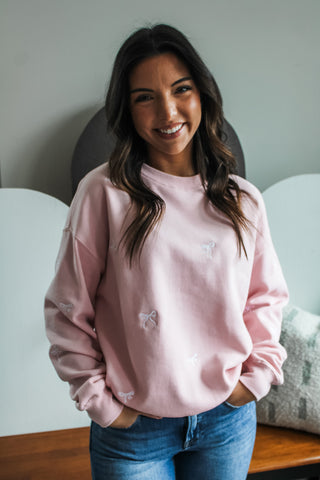 Better Days Bow Pullover • Pink