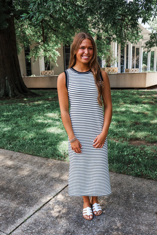 Summer In Stripes Tank Dress • Black