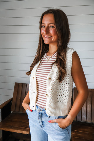 Breezy Afternoons Button Vest • Cream