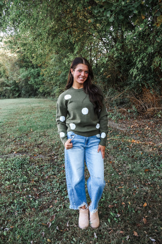 Style Playbook Polka Dot Sweater • Olive