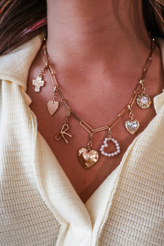 With All My Heart Charm Necklace • Gold