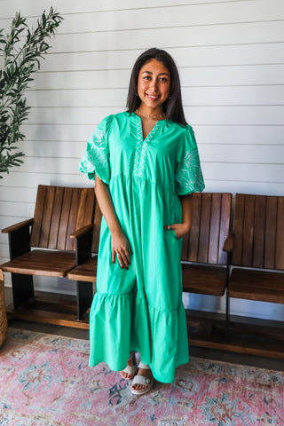 Gorgeous In Green Poplin Dress