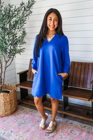 Truly Timeless Scallop Dress • Blue