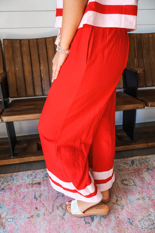 Sunset Views Linen Pants • Red