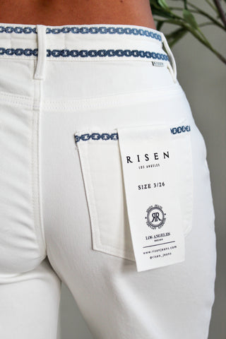Sammi Embroidered Barrel Jean | Tummy Control • White
