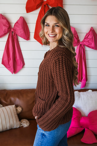 Treasure This Moment Chunky Cardigan • Brown