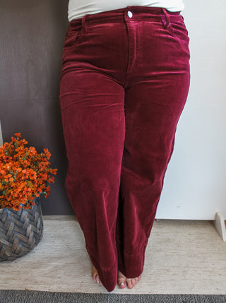 Eloise Corduroy Wide Leg • Wine - PLUS