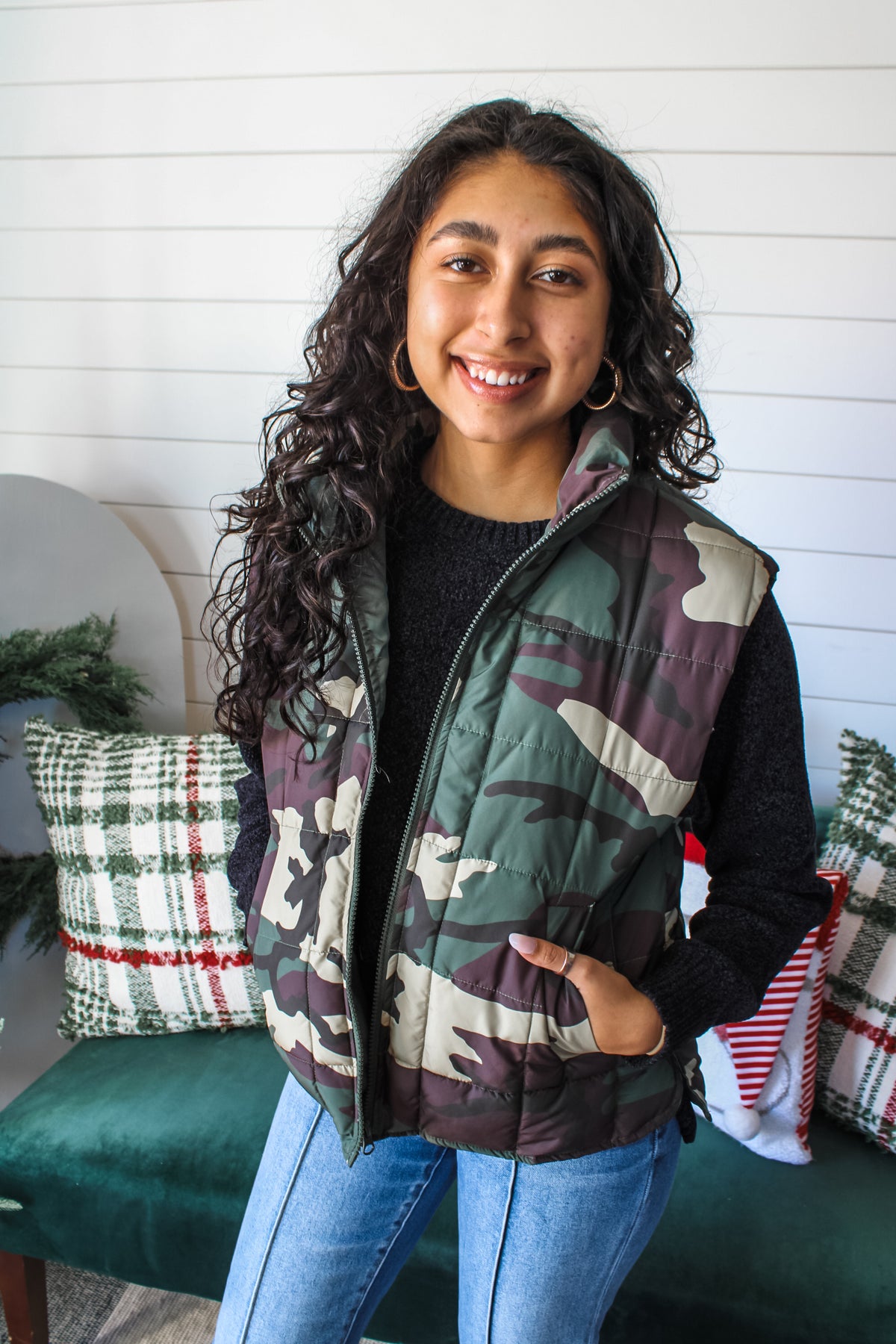 Chilly Mornings Quilted Vest • Camo