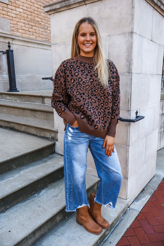 Wild Side Leopard Sweater • Brown