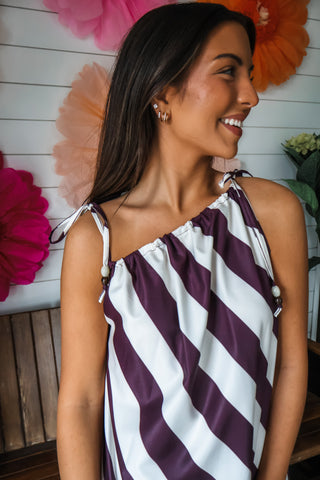 Capri Coast One-Shoulder Maxi